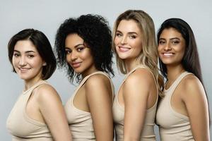 Multi-ethnic beauty and friendship. Group of beautiful different ethnicity women photo