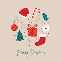 Christmas card design with cute and lovely elements vector