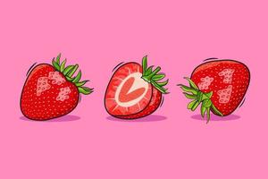 Strawberry fruit vector, Strawberries Set Fresh fruit. realistic vector icon