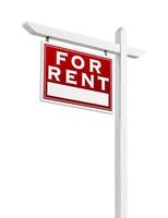 Left Facing For Rent Real Estate Sign Isolated on a White Background. photo