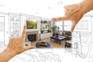 combinación de fotografía de dibujo de sala de estar personalizada de encuadre de manos foto