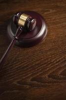 Wooden Gavel Abstract on Table photo