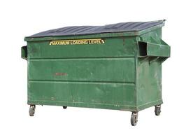 Green Trash or Recycle Dumpster On White with Clipping Path photo