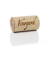 Vineyard Branded Wine Cork on White photo