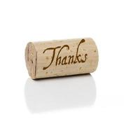 Thanks Branded Wine Cork on White photo