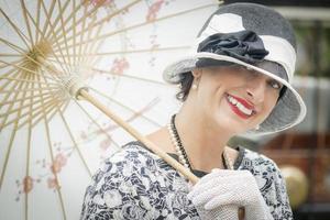 1920s Dressed Girl with Parasol Portrait photo