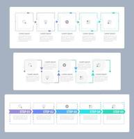 conjunto de plantillas de diseño de gráficos infográficos de objetivos de productividad. Infochart editable con iconos. Gráficos instructivos con secuencia de 5 pasos. presentación de datos visuales vector