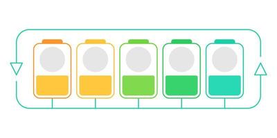 Battery recharging process infographic chart design template. Electricity saving. Abstract infochart with copy space. Instructional graphics with 5 step sequence. Visual data presentation vector