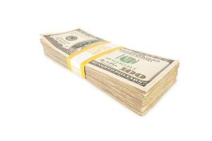 Stack of One Hundred Dollar Bills Isolated photo