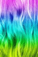 Close up of vivid multicolored curly hair photo