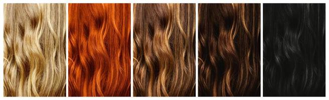 Set of different natural hair color samples. photo