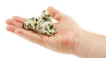 Crumpled Dollar Bills In Palm photo