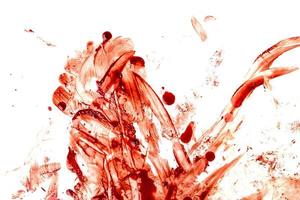 salpicaduras de sangre sobre fondo blanco foto