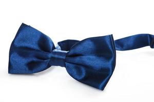 Blue bow-tie on white background photo