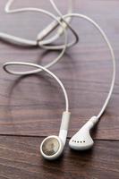 White earphones close-up photo