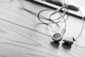 White earphones close-up photo