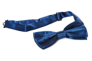 Blue bow-tie on white background photo