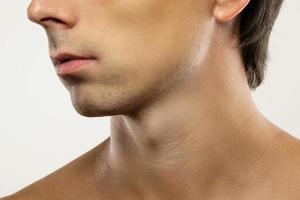 Close up of clean shaven male face photo