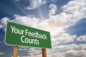 Your Feedback Counts Green Road Sign photo