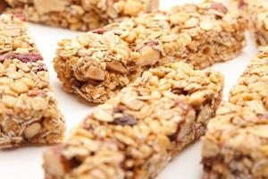 Several Granola Bars Isolated on White photo