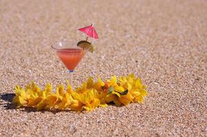 Tropical Drink on Beach Shoreline photo