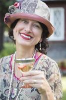 1920s Dressed Girl With Glass of Wine Portrait photo