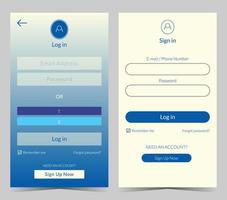 App screen login design ui kit vector