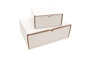 Stack of Blank White Cardboard Boxes Isolated photo