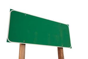 Blank Green Road Sign on White photo