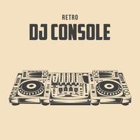 Retro DJ Console Vector Illustration, Vintage DJ Mixer Vector