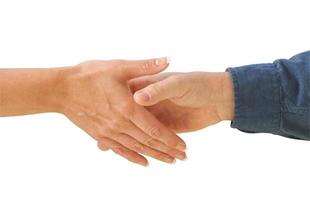 Man and Woman Shaking Hands Isolated photo