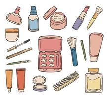 maquillaje cosmético dibujado a mano doodle ilustración vectorial vector