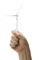 Male Fist Holding Wind Turbine Isolated photo