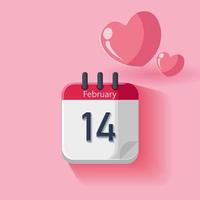 Valentines day calendar icon. 14 February. Valentines day flat 3d icon. EPS10 format vector