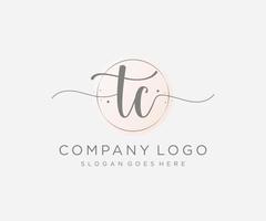 Initial TC feminine logo. Usable for Nature, Salon, Spa, Cosmetic and Beauty Logos. Flat Vector Logo Design Template Element.