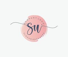 Initial SU feminine logo. Usable for Nature, Salon, Spa, Cosmetic and Beauty Logos. Flat Vector Logo Design Template Element.