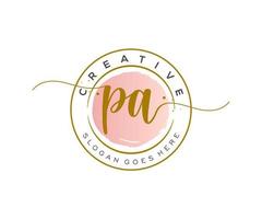 initial PA Feminine logo beauty monogram and elegant logo design, handwriting logo of initial signature, wedding, fashion, floral and botanical with creative template. vector