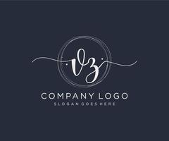 logotipo femenino vz inicial. utilizable para logotipos de naturaleza, salón, spa, cosmética y belleza. elemento de plantilla de diseño de logotipo de vector plano.