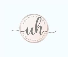 Initial UH feminine logo. Usable for Nature, Salon, Spa, Cosmetic and Beauty Logos. Flat Vector Logo Design Template Element.