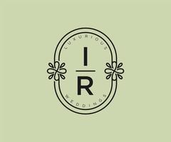 IR Initials letter Wedding monogram logos template, hand drawn modern minimalistic and floral templates for Invitation cards, Save the Date, elegant identity. vector