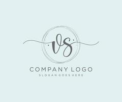 Initial VS feminine logo. Usable for Nature, Salon, Spa, Cosmetic and Beauty Logos. Flat Vector Logo Design Template Element.