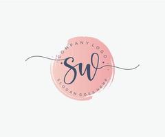 logo femenino sw inicial. utilizable para logotipos de naturaleza, salón, spa, cosmética y belleza. elemento de plantilla de diseño de logotipo de vector plano.