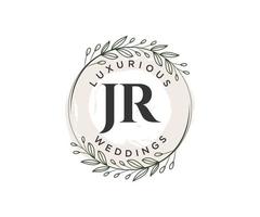 JR Initials letter Wedding monogram logos template, hand drawn modern minimalistic and floral templates for Invitation cards, Save the Date, elegant identity. vector