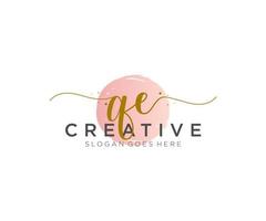 initial QE Feminine logo beauty monogram and elegant logo design, handwriting logo of initial signature, wedding, fashion, floral and botanical with creative template. vector