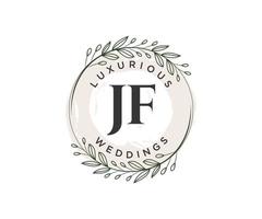 JF Initials letter Wedding monogram logos template, hand drawn modern minimalistic and floral templates for Invitation cards, Save the Date, elegant identity. vector