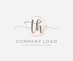 Initial TH feminine logo. Usable for Nature, Salon, Spa, Cosmetic and Beauty Logos. Flat Vector Logo Design Template Element.