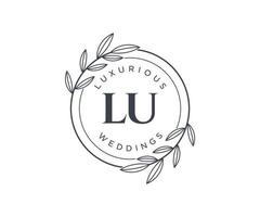 LU Initials letter Wedding monogram logos template, hand drawn modern minimalistic and floral templates for Invitation cards, Save the Date, elegant identity. vector
