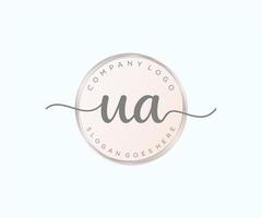 logotipo femenino inicial de ua. utilizable para logotipos de naturaleza, salón, spa, cosmética y belleza. elemento de plantilla de diseño de logotipo de vector plano.
