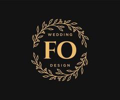 colección de logotipos de monogramas de boda con letras iniciales fo, plantillas florales y minimalistas modernas dibujadas a mano para tarjetas de invitación, guardar la fecha, identidad elegante para restaurante, boutique, café en vector