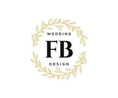 colección de logotipos de monogramas de boda con letras iniciales fb, plantillas florales y minimalistas modernas dibujadas a mano para tarjetas de invitación, guardar la fecha, identidad elegante para restaurante, boutique, café en vectores